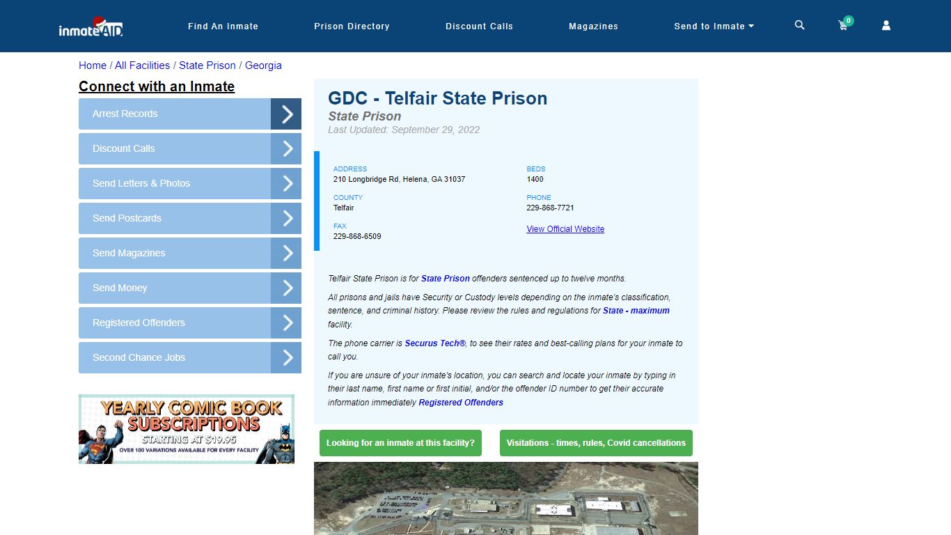 GDC - Telfair State Prison & Inmate Search - Helena, GA