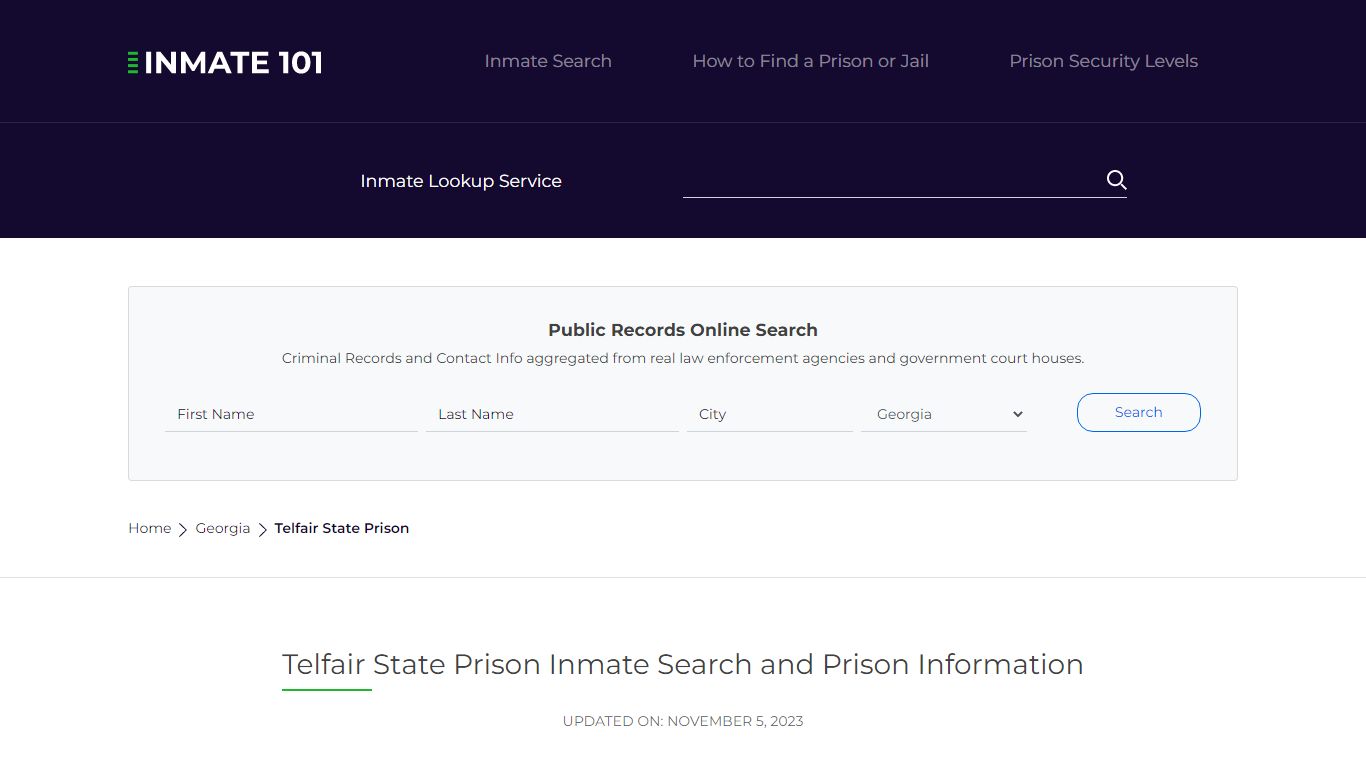 Telfair State Prison Inmate Search and Prison Information