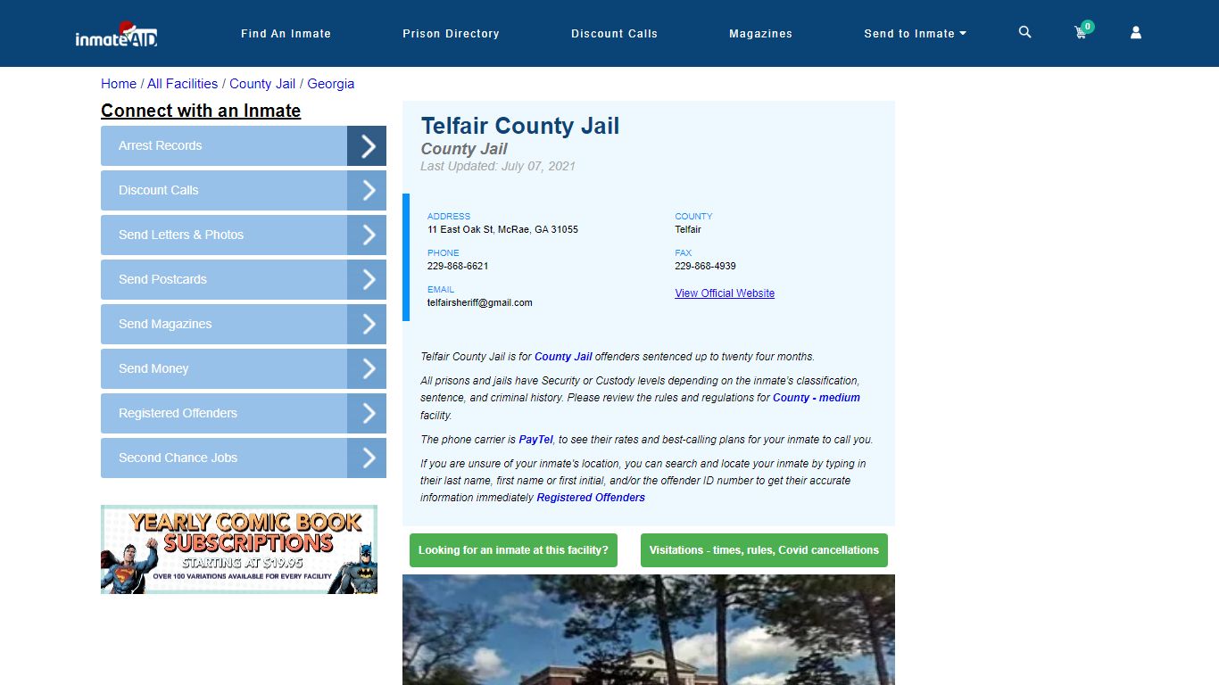 Telfair County Jail - Inmate Locator - McRae, GA