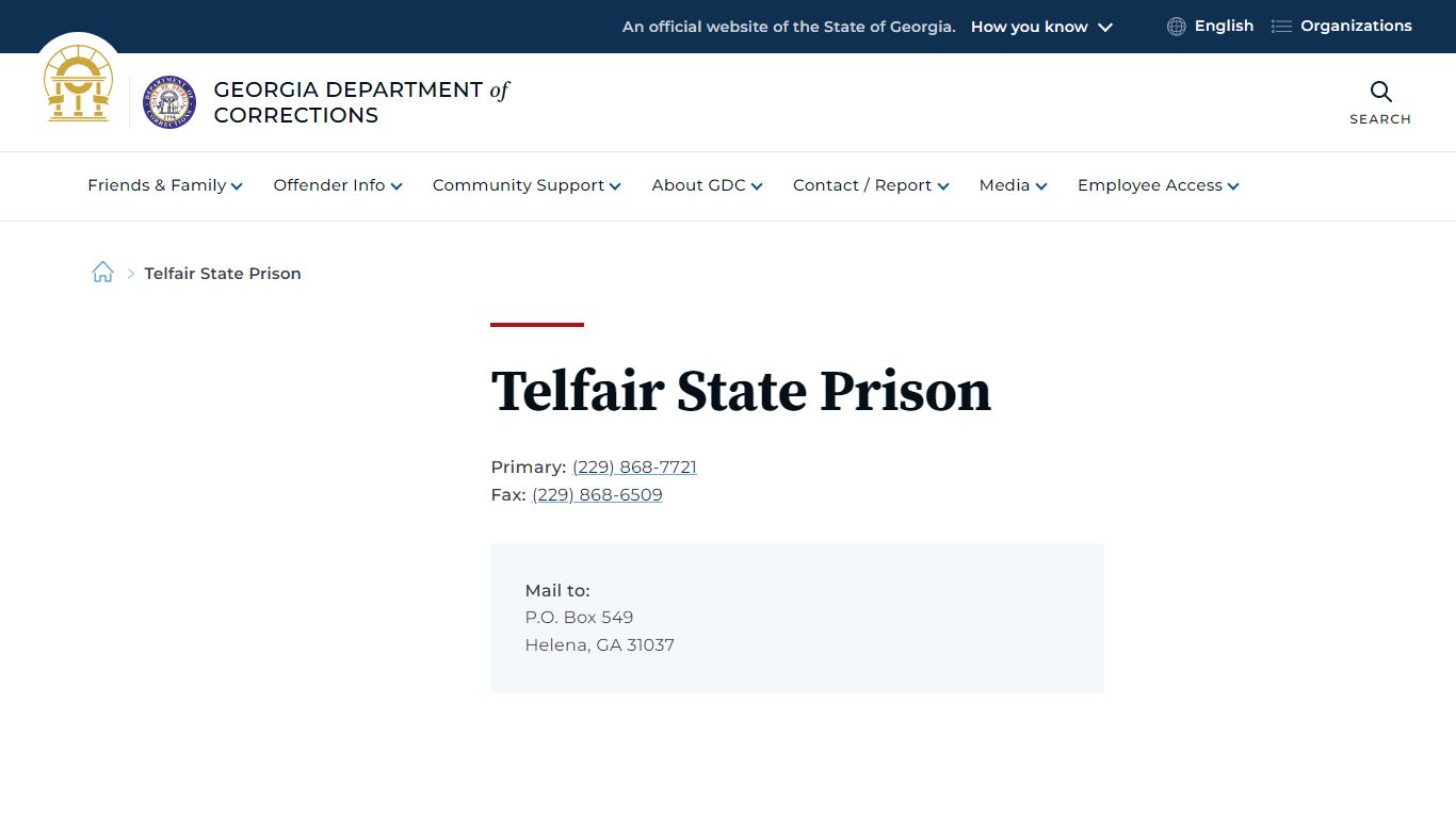 Telfair State Prison | Georgia Department of Corrections